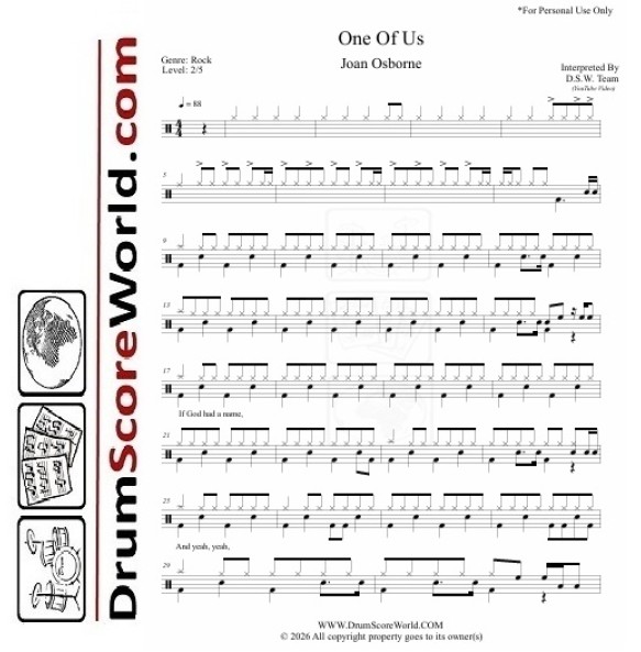 Joan Osborne - One Of Us | Drum Sheet